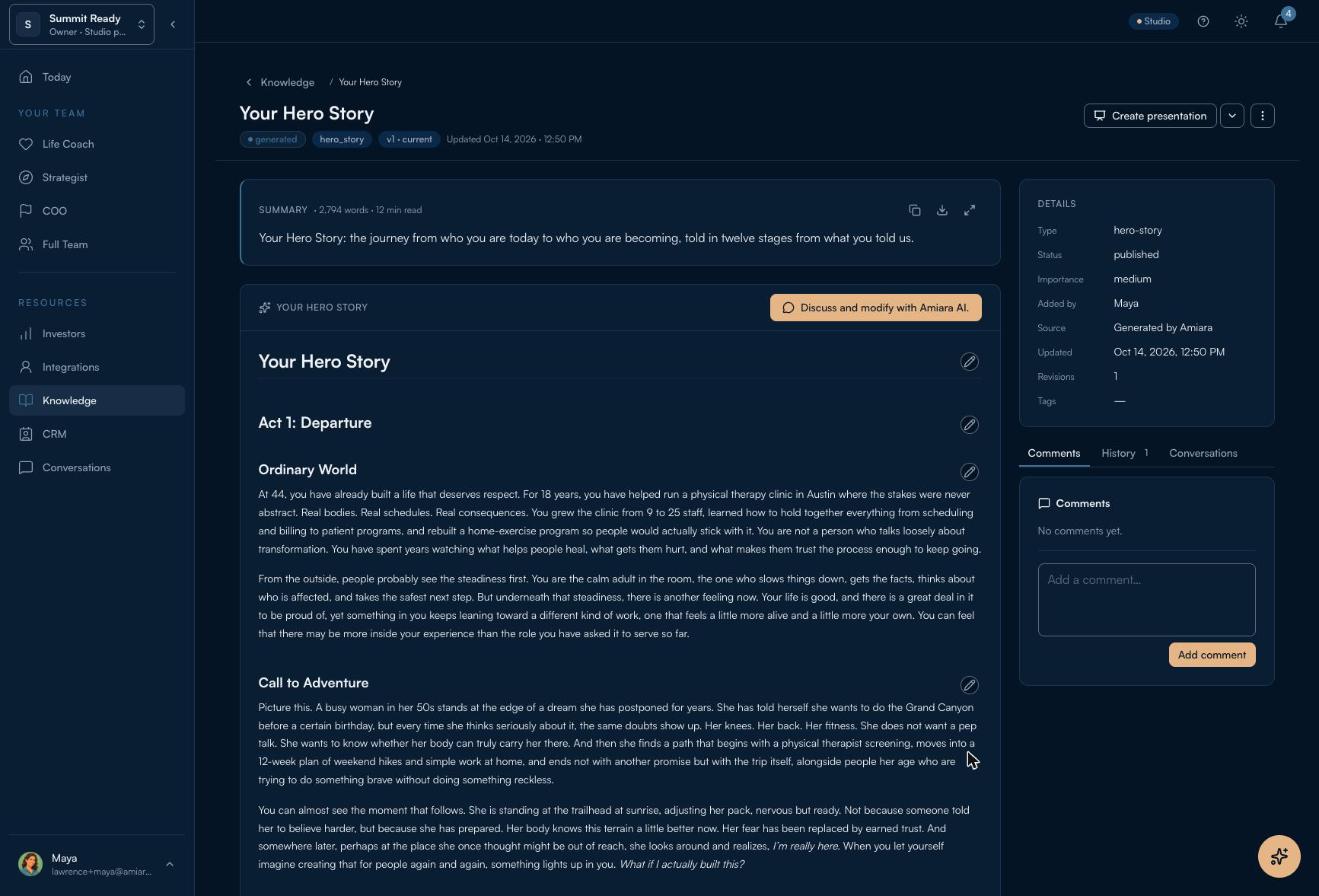 Your Hero Story document, Act 1: Departure, starting with Ordinary World