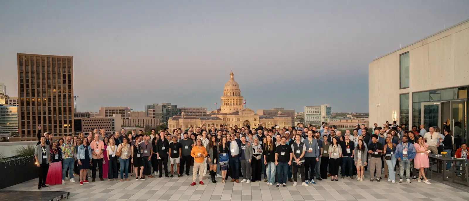 Entrepreneurs, builders and supporters gathered on a rooftop in Austin for the launch of Amiara.